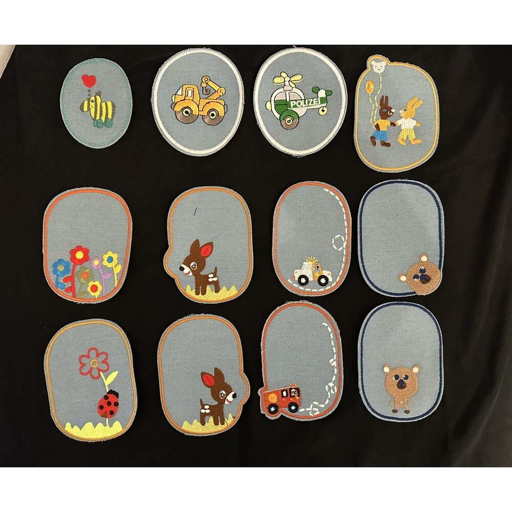 Iron On Sew On Patches Lot of 12 Animal Flower Vehicle Clothing Jeans Repair DIY